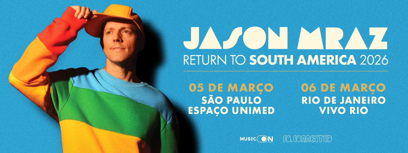 Jason Mraz anuncia turnê no Brasil em 2026