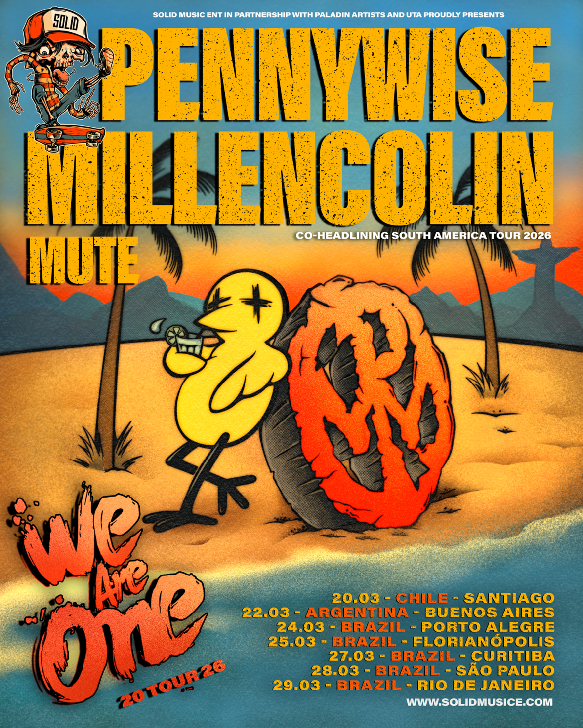 We Are One Tour 2026 traz Pennywise e Millencolin ao Brasil