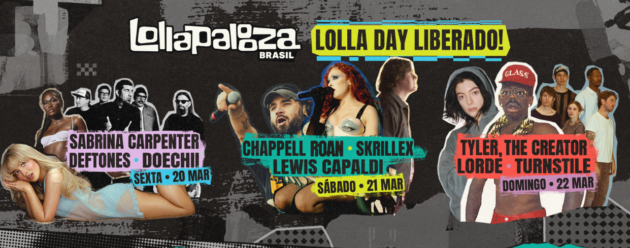 Lollapalooza Brasil 2026 destaca diversidade musical. Créditos da montagem: Ticketmaster Brasil