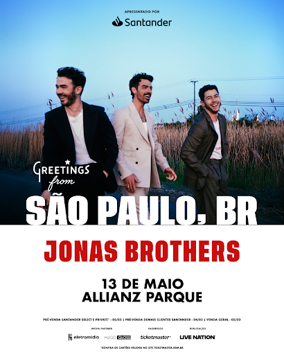 Jonas Brothers no Brasil 2026: veja data, ingressos e valores do show em SP